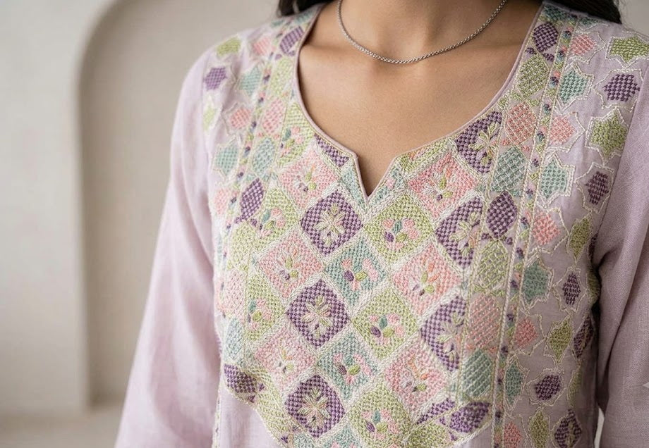 Ready To Wear Dress Raw silk Fabric With Heavy Embroidery