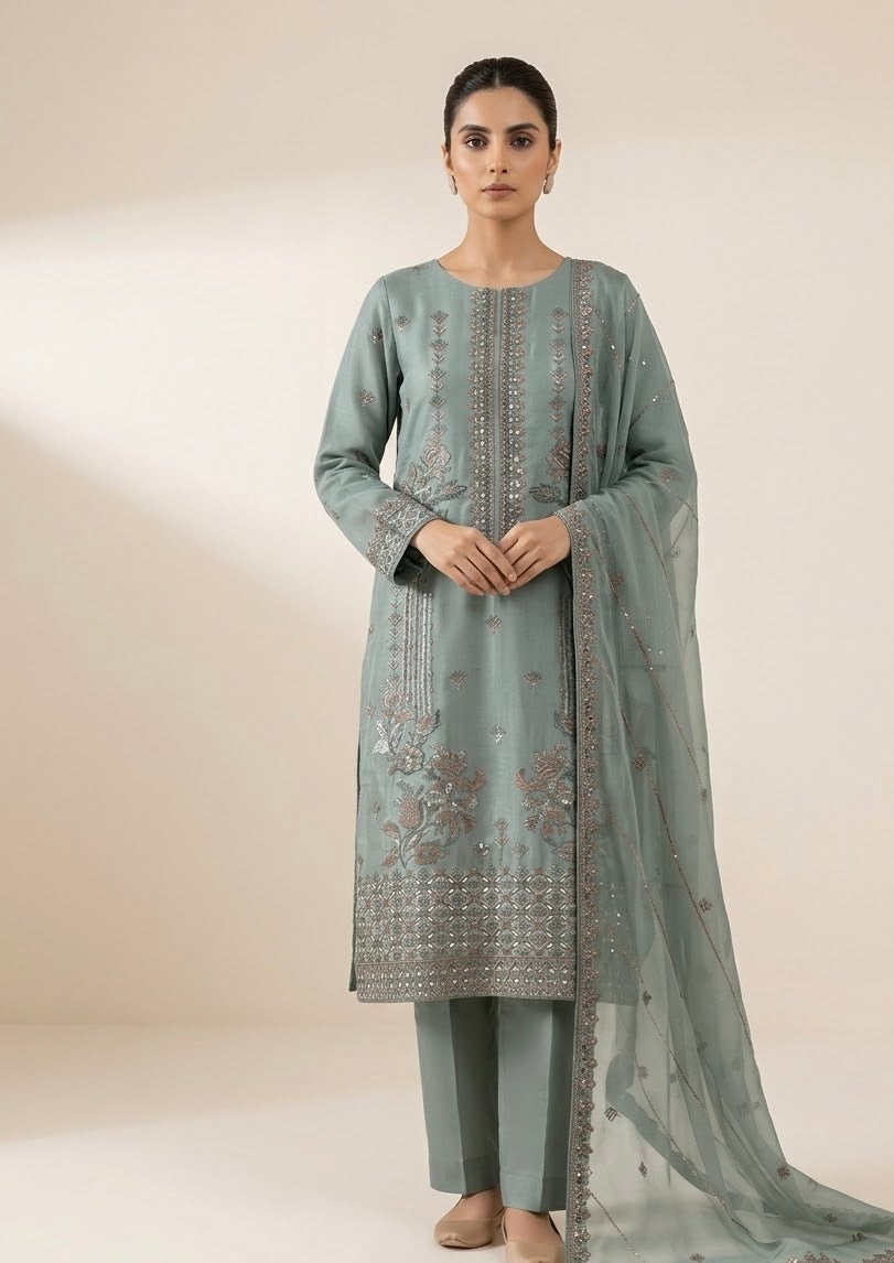 Festive Maria Soft Chiffon Same Threads with Seq Unstitched Suit | 4-Piece | 7 Colors