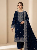 Winter Wear Original Velvet 3 Piece With Ready For Side Shawl Dupatta