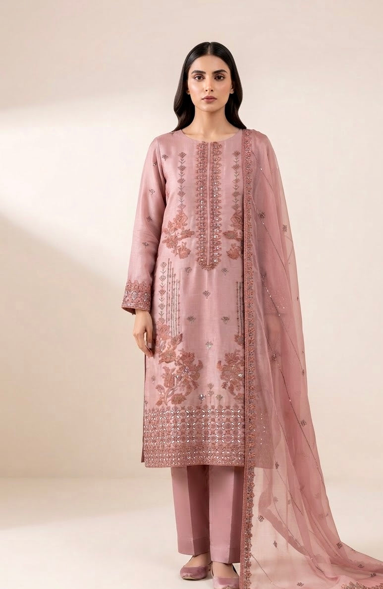 Festive Maria Soft Chiffon Same Threads with Seq Unstitched Suit | 4-Piece | 7 Colors
