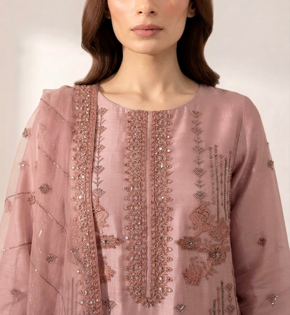 Festive Maria Soft Chiffon Same Threads with Seq Unstitched Suit | 4-Piece | 7 Colors