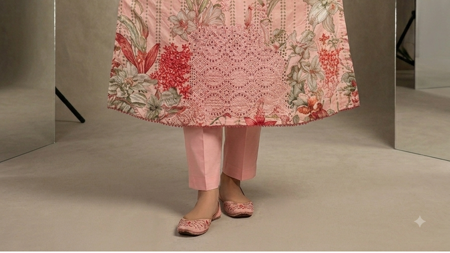 Printed Lawn With Embroidery Unstitched