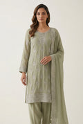 Soft Chiffon Heavy Thread Work Unstitched Embroidered Suit